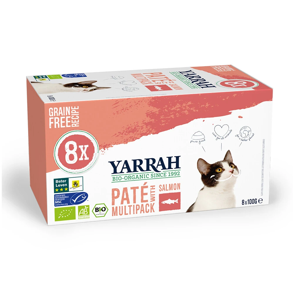 8x Yarrah Bio Kattenvoer Multipack Paté Graanvrij Zalm - Zeewier 1 8x Yarrah Bio Kattenvoer Multipack Paté Graanvrij Zalm - Zeewier