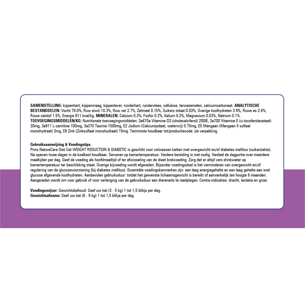 6x Prins NatureCare Diet Weight Reduction & Diabetic Kat Natvoer 4 6x Prins NatureCare Diet Weight Reduction & Diabetic Kat Natvoer - Afbeelding 4