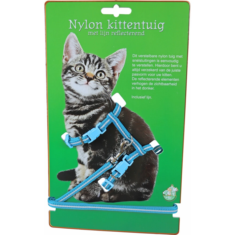 Boon Kittentuig Nylon + Lijn Neon Blauw 1 Boon Kittentuig Nylon + Lijn Neon Blauw