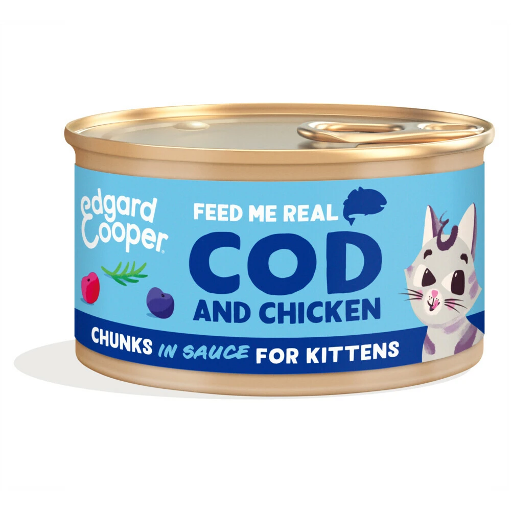 18x Edgard & Cooper Kattenvoer Kitten Chunks Kabeljauw - Kip 2 18x Edgard & Cooper Kattenvoer Kitten Chunks Kabeljauw - Kip - Afbeelding 2