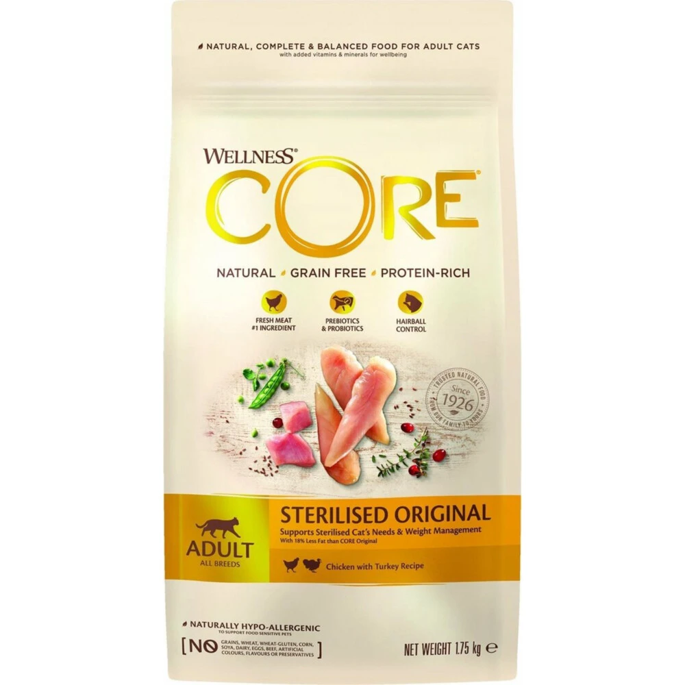 Wellness Core Kattenvoer Sterilised Kip - Kalkoen 1 Wellness Core Kattenvoer Sterilised Kip - Kalkoen
