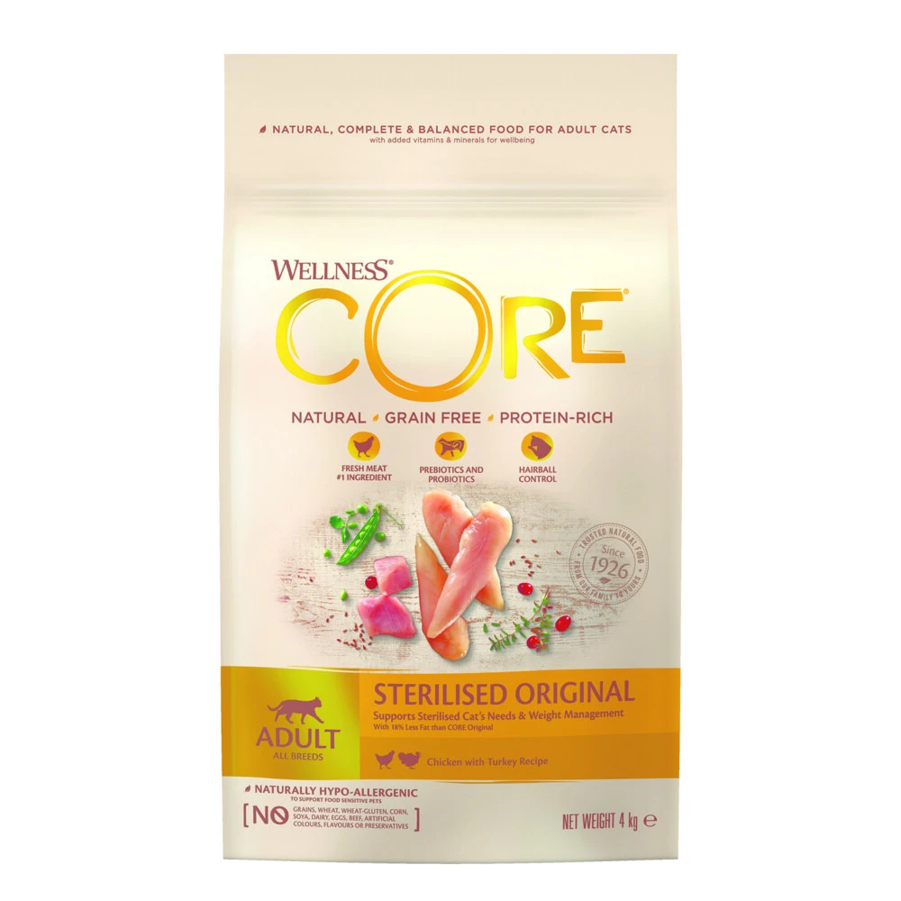Wellness Core Kattenvoer Sterilised Kip - Kalkoen 1 Wellness Core Kattenvoer Sterilised Kip - Kalkoen