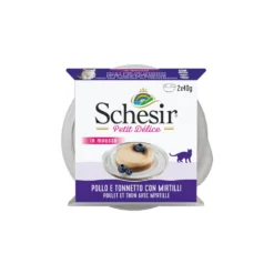 12x Schesir Kattenvoer Kip - Tonijn - Bosbes In Mousse