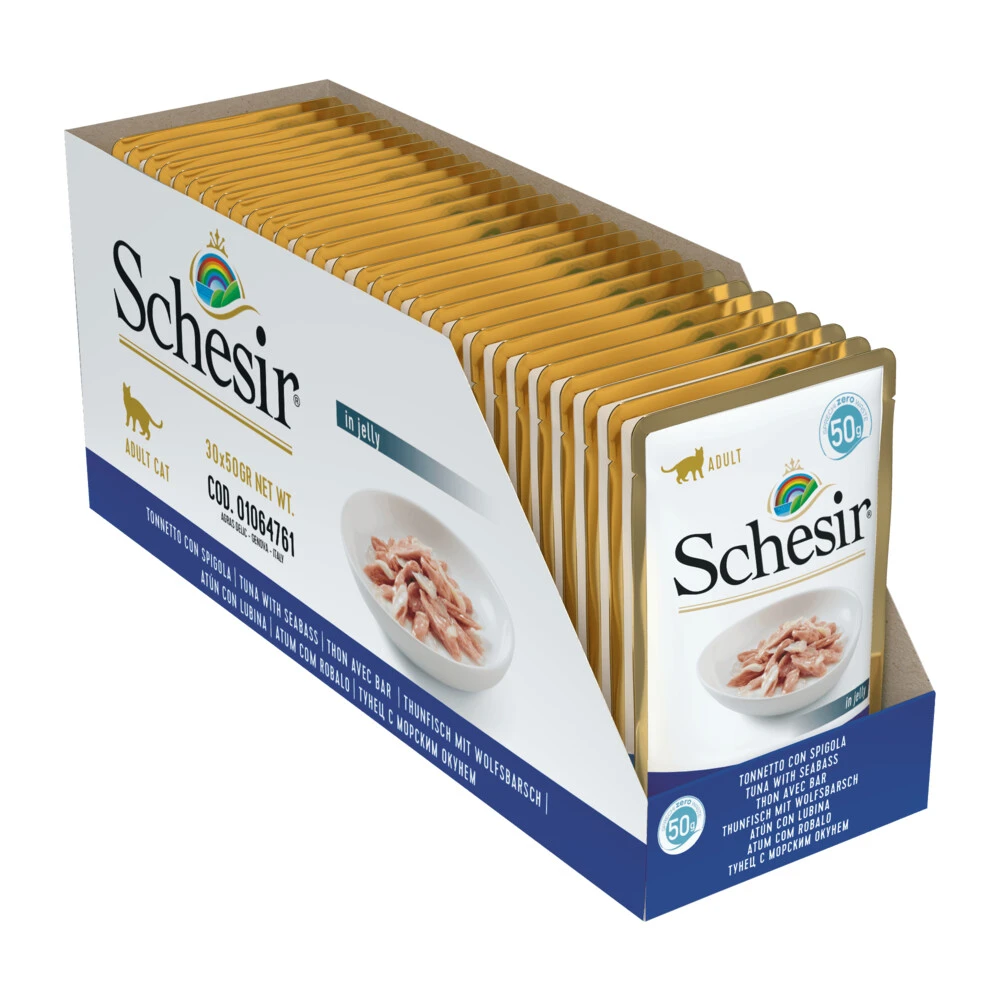 30x Schesir Kattenvoer Tonijn - Zeebaars In Gelei 1 30x Schesir Kattenvoer Tonijn - Zeebaars In Gelei