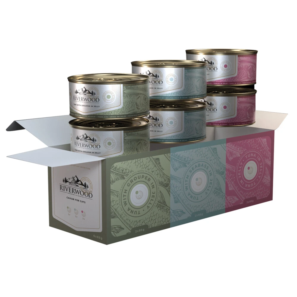 8x Riverwood Multipack Zaagbaars - Zeebaars - Tonijn In Gelei 1 8x Riverwood Multipack Zaagbaars - Zeebaars - Tonijn In Gelei