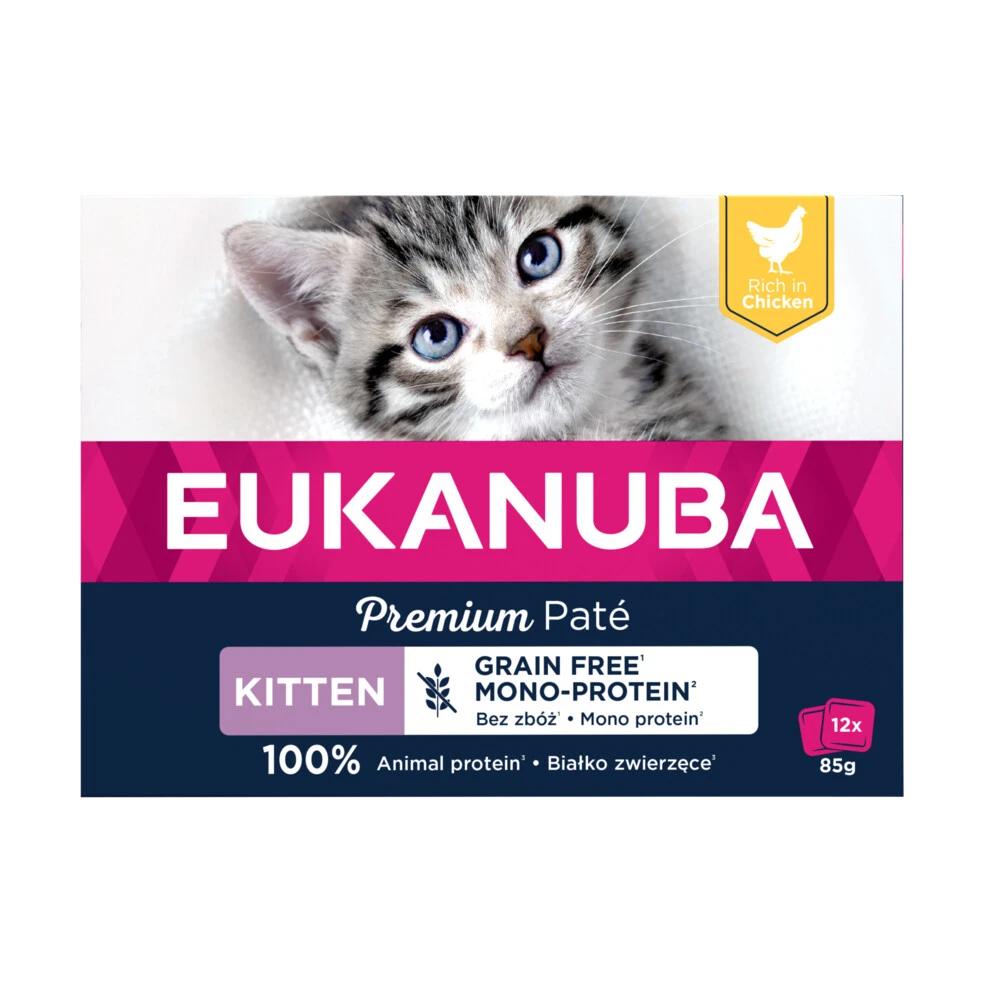 Eukanuba Kippen Pate Graanvrij Kitten Multi-Pack 1 Eukanuba Kippen Pate Graanvrij Kitten Multi-Pack