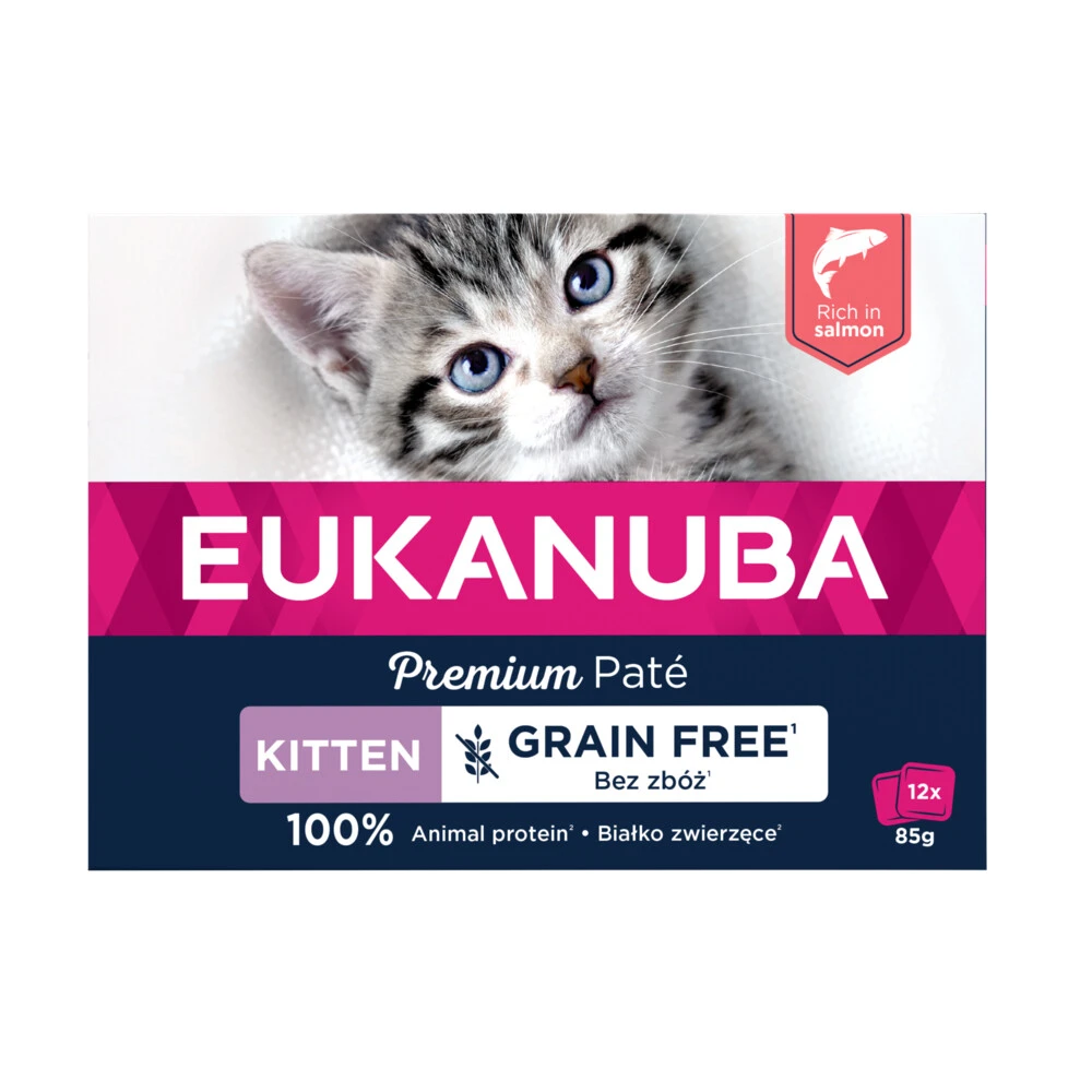 4x Eukanuba Zalm Pate Graanvrij Kitten Multi-Pack 1 4x Eukanuba Zalm Pate Graanvrij Kitten Multi-Pack