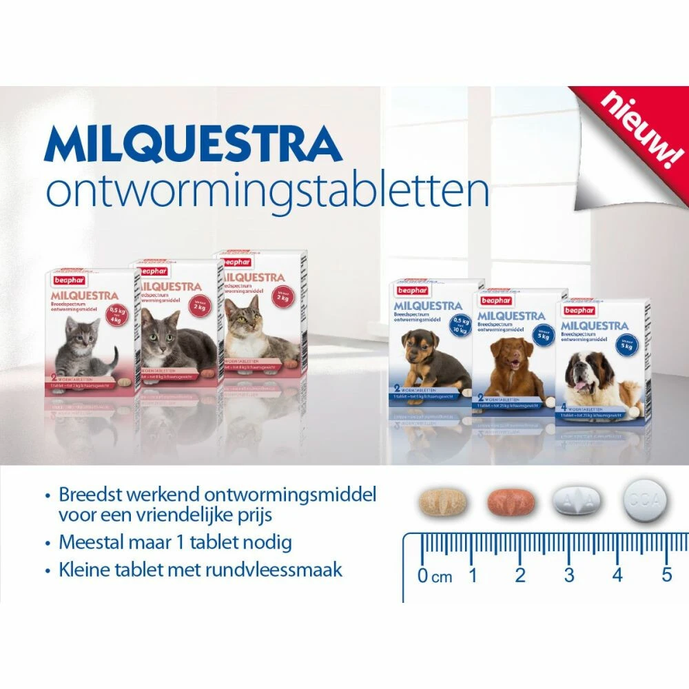Beaphar Milquestra Ontworming Tabletten Kat 2 - 12 Kg 3 Beaphar Milquestra Ontworming Tabletten Kat 2 - 12 Kg - Afbeelding 3