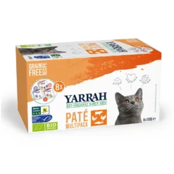 8x Yarrah Bio Kattenvoer Multipack Paté Graanvrij Kip - Rund