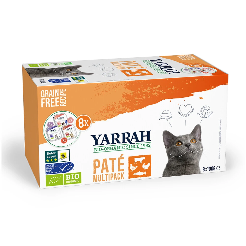 8x Yarrah Bio Kattenvoer Multipack Paté Graanvrij Kip - Rund 1 8x Yarrah Bio Kattenvoer Multipack Paté Graanvrij Kip - Rund