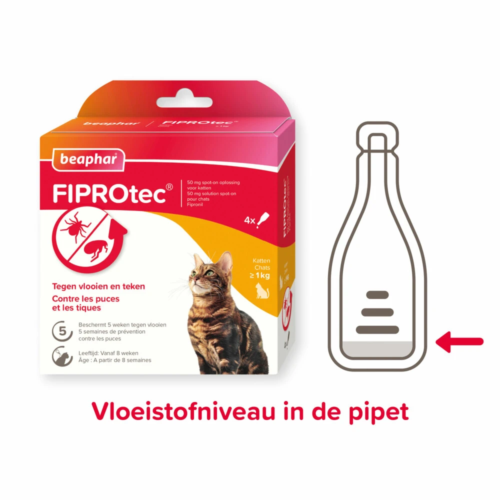 Beaphar Fiprotec Anti Vlooiendruppels Kat Vanaf 1 Kg 2 Beaphar Fiprotec Anti Vlooiendruppels Kat Vanaf 1 Kg - Afbeelding 2