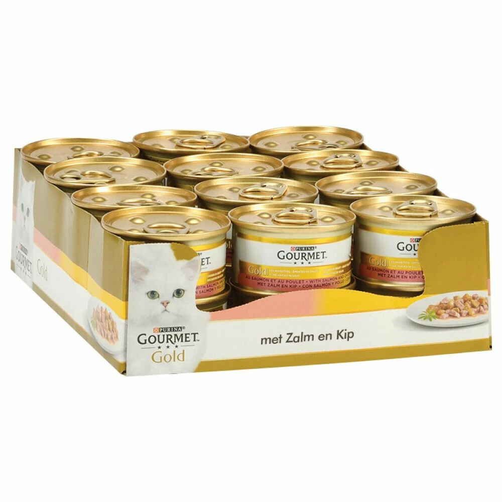 24x Gourmet Gold Fijne Hapjes Zalm - Kip 1 24x Gourmet Gold Fijne Hapjes Zalm - Kip